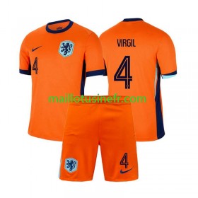 Maillot de Foot Pays-Bas Virgil van Dijk 4 Domicile UEFA EURO 2024 - Enfant